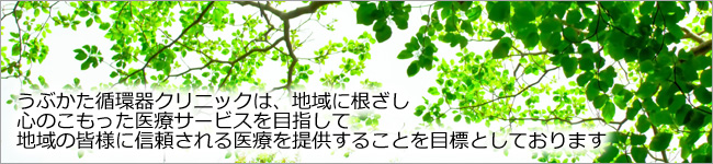 うぶかた循環器クリニックは、地域に根ざし心のこもった医療サービスを目指して、前橋の皆様に信頼される医療を提供することを目標としております。